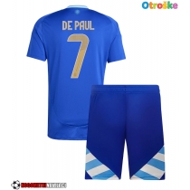 Otroške Nogometnih dresov Argentina Rodrigo De Paul #7 Gostujoči Copa America 2024 Kratki rokavi (+ hlače)